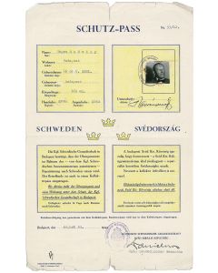 Protective Passport (”Schutz-Pass”) issued to a Hungarian Jew (Eugen Radvany) endorsed by Carl Ivan Danielsson and <<Raoul Wallenberg.>>