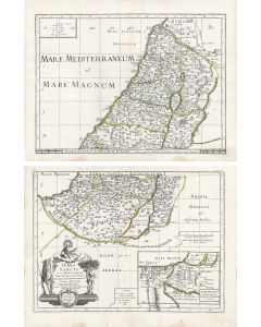 Terra Sancta quae et Terra Chanaan, Terra Promissionis, Terra Hebreorum, Terra Israelitarum, Iudaea, et Palestina. Hand-colored copperplate map, here in two separate sheets.