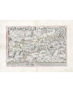 Totius Terre Promissionis A Dan usque Bersabee Verissima Et Amplissima Descriptio. Hand-colored copperplate map, two sheets cojoined.