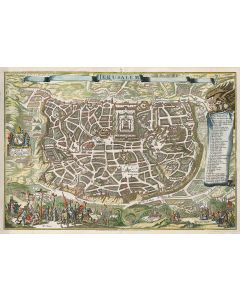 Jerusalem. Double-page, hand-colored copperplate plan.