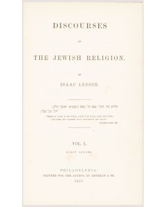 Leeser, Isaac. Discourses on the Jewish Religion.