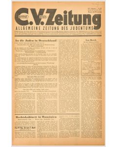 [Weekly newspaper]. Central-Verein-Zeitung. Blätter für Deutschtum und Judentum. Allgemeine Zeitung des Judentums.