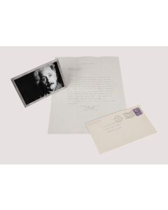(Theoretical physicist and Noble Prize winner, 1879-1955). Typed Letter Signed, on embossed personal letterhead, written in English to David Fischer. <<*>> With: Accompanying envelope.