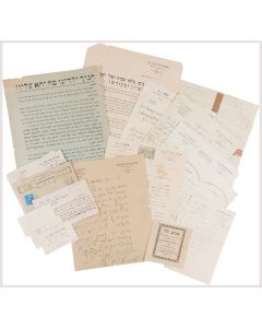 (First Aschkenazi Chief Rabbi of Israel, 1865-1934). Large group of c. 50 items including Autograph, Typed and Secretarial Letters Signed. Many on official or personal headed paper. With addressed envelopes and related materials.