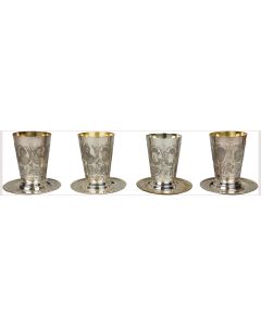 Four large, imposing silver Kiddush cups entitled the “Chabad Dynasty”