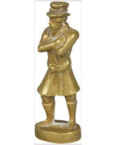 Miniature figure of an urban Jew with hands crossed at chest; dressed in frock-coat, high boots and hat. Seal inscribed: “AK.” Height: 2.5 inches (6.3 cm).