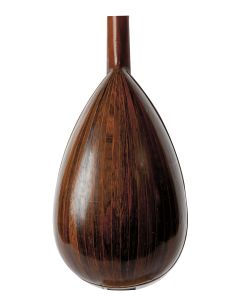Possibly Lyon & Healy, c. 1910, unlabeled, the 28-stave rosewood back, the ebony fingerboard, the spruce top.