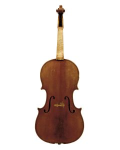 Labeled JOHN JUZEK, VIOLINMAKER FORMERLY IN PRAGUE/MADE IN GERMANY, length of two-piece back 15 3/8 in., with case.