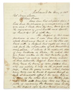 Ezekiel, Jacob (1812-99). Autograph Letter Signed, written to Isaac Leeser, in English.