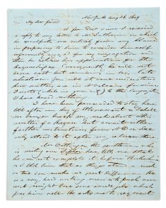 Kursheedt, Gershom (1817-63). Autograph Letter Signed written to Isaac Leeser, in English.
