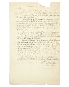 Leeser, Isaac. Autograph Letter Signed written to his uncle Zalma Rehine, in English. Autograph address panel on verso.