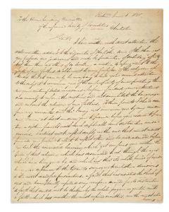 Mordecai, Jacob. Autograph Letter Signed, written to the Corresponding Committee of the Reformed Society of Israelites in Charleston.