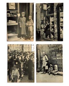 (HOLOCAUST). Group of 16 black-and-white photographs by <<Willy Georg>> of street scenes featuring Jews in the Warsaw Ghetto.