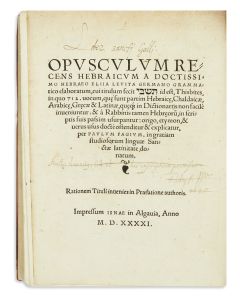 Opusculum Recens Hebraicum… Sepher HaTishbi [lexicon of Hebrew words in the Talmud, Midrash and Hebrew of the Middle-Ages]