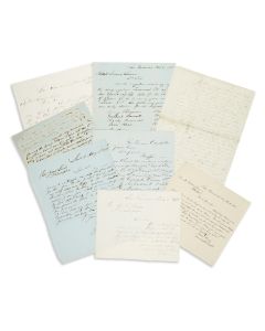Group of Eight Autograph Letters Signed, all by West Coast correspondents, seven of which are written to <<Isaac Leeser>>. Texts in English and Hebrew.