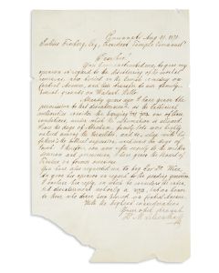 Lilienthal, Rabbi Dr. Max (1815-82). Autograph Letter Signed to Julius Feinberg (1823-1905) one of Cincinnati’s leading citizens, president of the Union of American Hebrew Congregations and a close ally to Lilienthal.