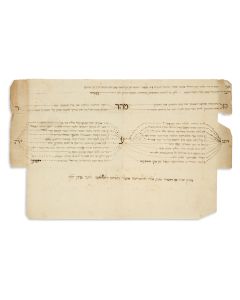 Pick, Dov. Hebrew Poem. Addressed on verso: “To the respectable member Trustees K”K She’eirith Yisrael, New York.”