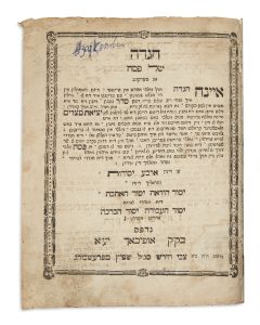 Hagadah shel Pesach. With commentary “Arbah Yesodoth” in Judeo-German.