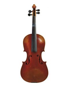 C. 1905, labeled JACOBUS STAINER…, length of two-piece back 359 mm, with case and bow.