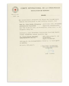 Letter of Protection in Hungarian and German issued for one Tibor Galle (a nurse in Budapest’s Rock Hospital) and signed by <<Friedrich Born>> (“Born Frigyes”).