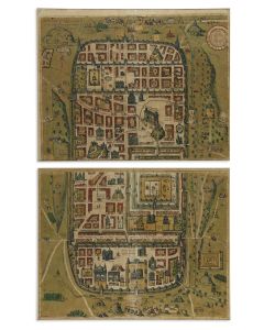 Jerusalem, et suburbia eius sicut tempore Christi floruit. Two hand-colored, double-page engraved plans, here in two separate sheets.