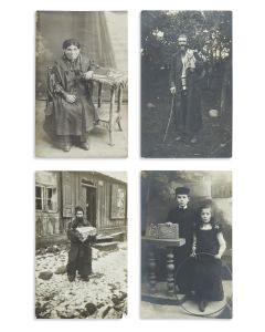 Collection of 27 photographic portraits. All postcard-size featuring Eastern European religious Jews. Including rabbinic types, family groups, older couples, and children.