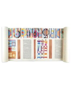 Created by <<Yaacov Agam>>. The Scroll of Esther. A ritually penned scroll.