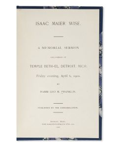 Isaac Mayer Wise. Group of eleven works: