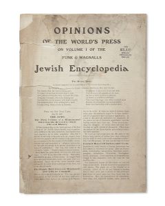 Opinions of the World’s Press on Volume I of the Funk & Wagnalls Jewish Encyclopedia.