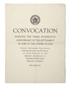 Convocation Marking the Three Hundredth Anniversary of the Settlement of Jews in the United States.