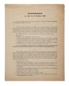 Ordonnance en date du 18 Octobre 1940.