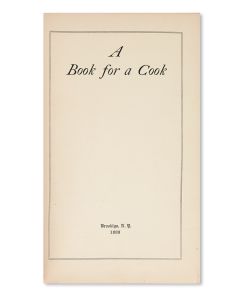 A Books for a Cook, Economical and Tried Recipes. Published by the Jewish Women’s Relief Association of Brooklyn, N.Y.