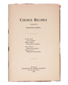 Choice Recipes. Compiled by Hortense Bondy.