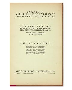 Hugo Helbing. Sammlung Alter Kunstgegenstände für das Jüdische Ritual.