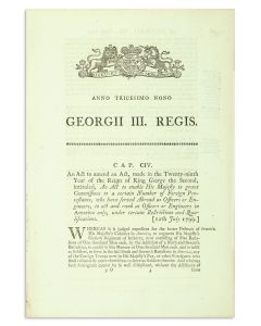 (British Parliamentary Act). Anno Tricesimo Nono Georgii III Regis.