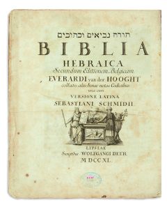 Hebrew and Latin). Biblia Hebraica. Torah, Nevi’im u-Kethuvim. With Latin translation by Sebastian Schmidt.