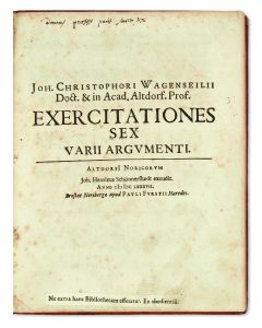 Exercitationes sex varii argumenti. Contains the following works:
