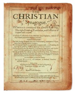 (Wemyss). The Christian Synagogue Wherein Is Contained the Diverse Reading, the Right Pointing, Translation, and Collation of Scripture with Scripture. With the Customes of the Hebrewes and Proselytes.
