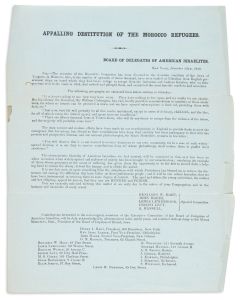 Board of Delegates of American Israelites. Circular on behalf of the “Appalling Destitution of the Morocco Refugees.”