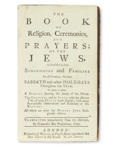 Gamaliel ben Pedahzur (i.e. Abraham Mears). The Book of Religion, Ceremonies, and Prayers of the Jews.