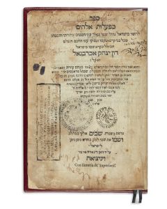 (Prominent Chassidic thinker, 1823-1900). Isaac Abrabanel. Miphaloth Elo-him. <<FIRST EDITION.>> Venice, 1592.