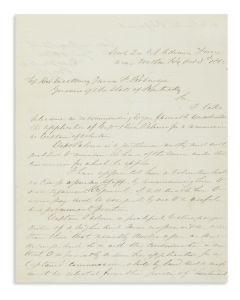 Henry Moses Judah. <<Letter of Recommendation>> written in English, to Governor James Fisher Robinson.