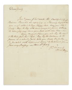 Moses Michael Hays (1739-1805). Autograph Letter Signed, written to Michael Gratz.