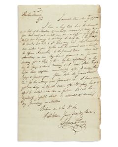 Solomon Etting. Autograph Letter Signed, written to Colonel Lewis Farmer.