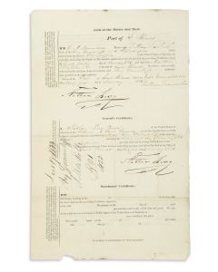 Nathan Levy (American Consul in St. Thomas, Virgin Islands). Maritime Document, signed (twice).