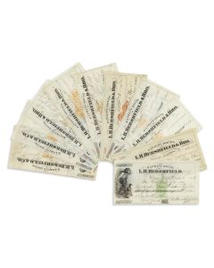 L. H. Hershfield (1836-1910). Ten engraved bank checks. Printed with manuscript entries, signed.