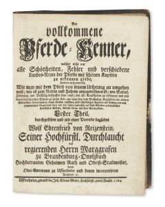 Wolf Ehrenfried von Reizenstein. Der Vollkommene Pferde-Kenner [“[A Guide for] the Complete Horse-Expert.”]