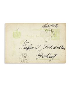 (1868-1946). Autograph Postcard Signed, written in Hebrew to R. Ya’akov Schachter of Galatz (Galati).