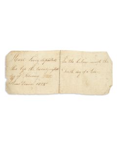 Hart Levey. Manuscript note recording the death of an early American Jew.