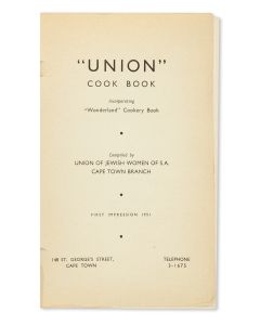 Union Cook Book. Compiled by Union of Jewish Women of South Africa, Cape Town Branch.